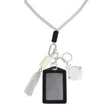 Cargar imagen en el visor de la galería, Long Silver Chain Carabiner Black Tassel Necklace
