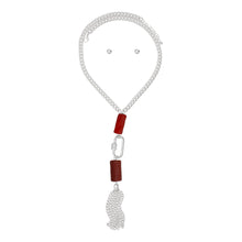 Cargar imagen en el visor de la galería, Long Silver Chain Carabiner Red Tassel Necklace

