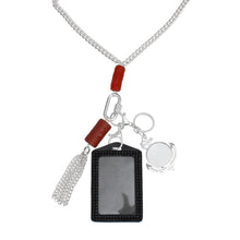 Cargar imagen en el visor de la galería, Long Silver Chain Carabiner Red Tassel Necklace
