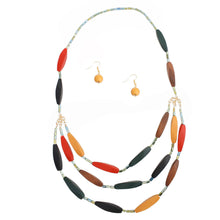 Load image into Gallery viewer, Bead Necklace Long Oblong Wooden Set for Women
