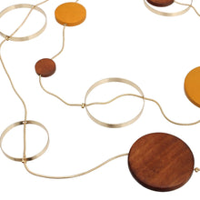 Cargar imagen en el visor de la galería, Long Brown Wood Disc Layered Gold Necklace
