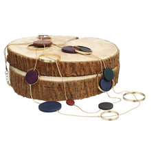 Cargar imagen en el visor de la galería, Long Multicolor Wood Disc Layered Gold Necklace
