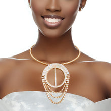 Load image into Gallery viewer, Necklace Gold Pave Draped Pendant Set for Women
