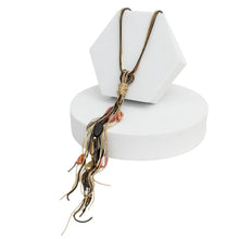 Cargar imagen en el visor de la galería, Tassel Gold and Black Snake Chain Bead Necklace
