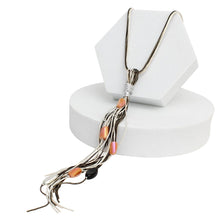 Cargar imagen en el visor de la galería, Tassel White and Black Snake Chain Bead Necklace
