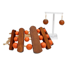 Cargar imagen en el visor de la galería, Necklace Brown Orange Wood Choker Set for Women
