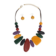 Cargar imagen en el visor de la galería, Collar Chunky Geo Multicolor Wood Earthy Necklace

