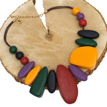 Cargar imagen en el visor de la galería, Collar Chunky Geo Multicolor Wood Earthy Necklace
