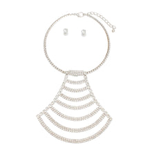 Load image into Gallery viewer, Choker Silver Pave Draped Pendant Set for Women
