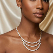 Load image into Gallery viewer, Tennis Style Shimmering Crystal Gold Necklace
