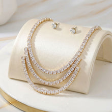 Load image into Gallery viewer, Tennis Style Shimmering Crystal Gold Necklace
