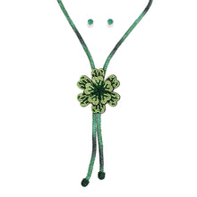 Load image into Gallery viewer, Bolo Necklace Green Stone Flower Set for Women
