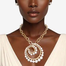 Cargar imagen en el visor de la galería, Pendant Spiral Pearl Gold Chain Modern Necklace
