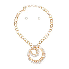 Cargar imagen en el visor de la galería, Pendant Spiral Pearl Gold Chain Modern Necklace

