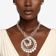 Load image into Gallery viewer, Pendant Spiral Pearl Silver Chain Modern Necklace
