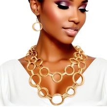 Load image into Gallery viewer, Necklace Gold Linked Rings Chain Set for Women
