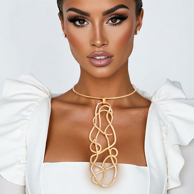 Pendant Gold Architectural Wirework Necklace