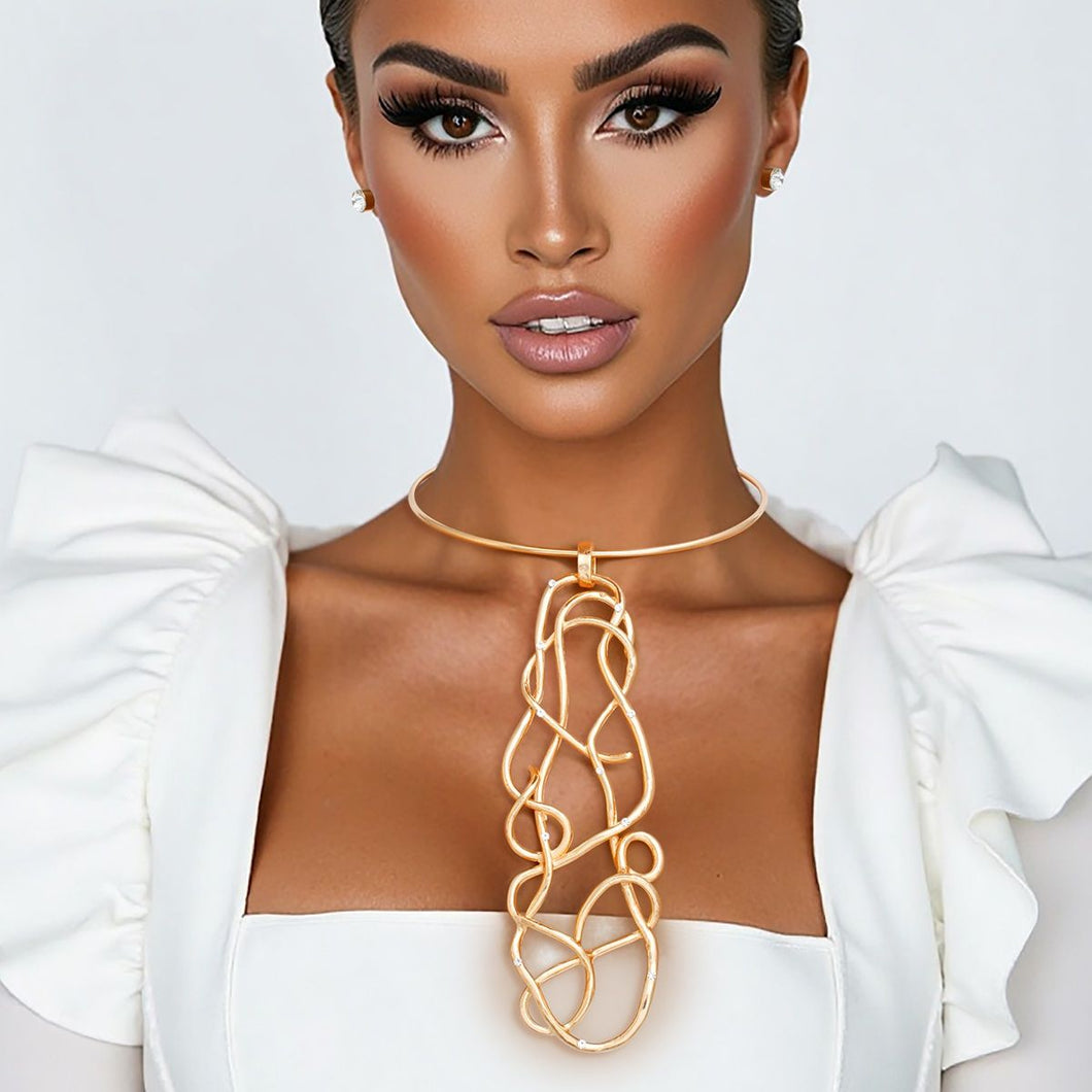 Pendant Gold Architectural Wirework Necklace