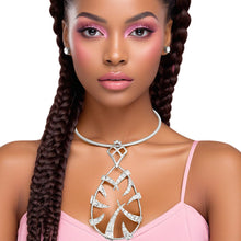 Cargar imagen en el visor de la galería, Necklace Silver Spiked Teardrop Pendant Collar Set
