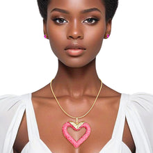 Cargar imagen en el visor de la galería, Necklace Pink Heart Snake Chain Set for Women
