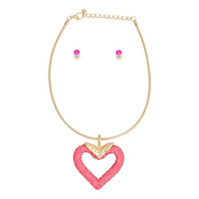 Cargar imagen en el visor de la galería, Necklace Pink Heart Snake Chain Set for Women
