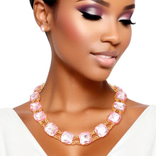 Load image into Gallery viewer, Necklace Light Pink Crystal Link Set for Women
