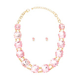 Necklace Light Pink Crystal Link Set for Women