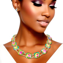 Cargar imagen en el visor de la galería, Necklace Pink Green Crystal Link Set for Women
