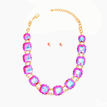 Load image into Gallery viewer, Necklace Purple Pink Crystal Link Set for Women
