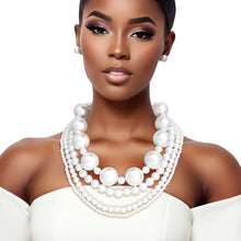 Load image into Gallery viewer, Pearl Necklace White Jumbo 4 Strand Set for Women

