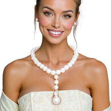 Cargar imagen en el visor de la galería, Necklace White Pearl Drop Pendant Set for Women
