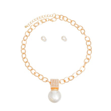 Cargar imagen en el visor de la galería, Chain Necklace Gold Pearl Pendant Set for Women
