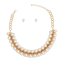 Cargar imagen en el visor de la galería, Pearl Necklace Gold Tentacle Collar Set for Women
