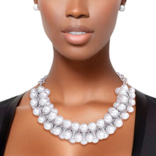 Cargar imagen en el visor de la galería, Pearl Necklace Silver Tentacle Collar Set for Women

