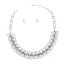 Load image into Gallery viewer, Pearl Necklace Silver Tentacle Collar Set for Women
