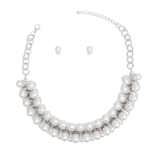 Cargar imagen en el visor de la galería, Pearl Necklace Silver Tentacle Collar Set for Women
