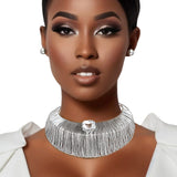 Choker Silver Wide Rigid Armor Set for Women