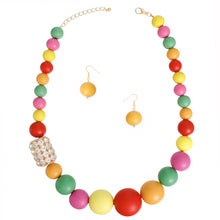 Load image into Gallery viewer, Bead Necklace Graduated Rainbow Wood Set for Women
