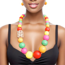 Load image into Gallery viewer, Bead Necklace Graduated Rainbow Wood Set for Women
