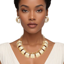 Load image into Gallery viewer, Collar Dramatic Gold Curved Link Rhinestone Set
