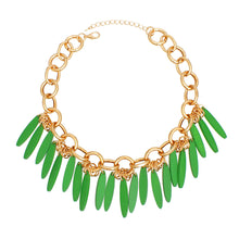 Load image into Gallery viewer, Necklace Tribal Green Wood Fringe for Women
