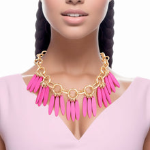 Load image into Gallery viewer, Necklace Tribal Purple Wood Fringe for Women

