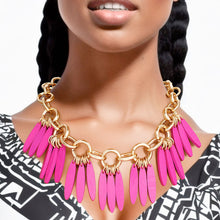 Load image into Gallery viewer, Necklace Tribal Purple Wood Fringe for Women
