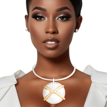 Load image into Gallery viewer, Choker Matte Silver Shell Pendant Set for Women
