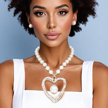 Load image into Gallery viewer, Pendant Silver Heart Drop White Pearl Necklace
