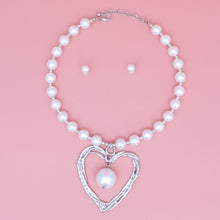 Load image into Gallery viewer, Pendant Silver Heart Drop White Pearl Necklace
