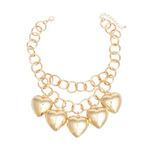 Load image into Gallery viewer, Chain Chunky Polished Gold Puffy Heart Necklace
