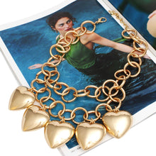 Load image into Gallery viewer, Chain Chunky Polished Gold Puffy Heart Necklace
