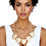 Chain Chunky Polished Gold Puffy Heart Necklace