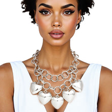 Load image into Gallery viewer, Chain Chunky Polished Silver Puffy Heart Necklace
